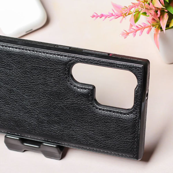 Puloka Black Leather Case for Samsung S23 Ultra - The Hatke