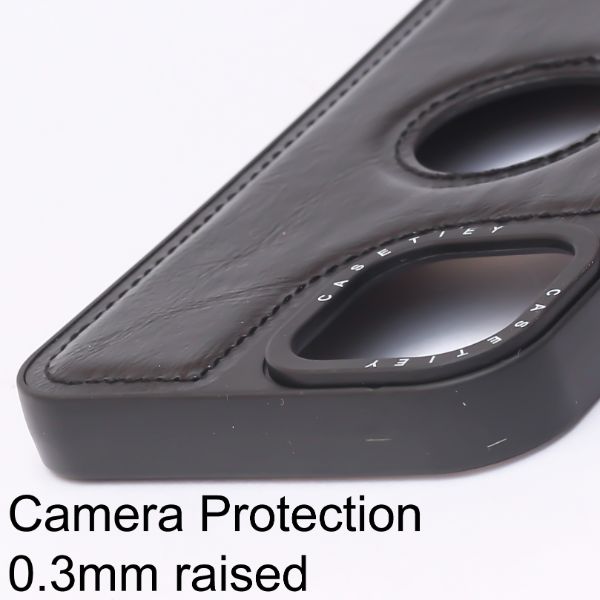 Puloka Black Logo cut Leather silicone case for Apple iPhone 13 - The Hatke