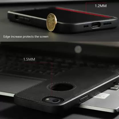 Puloka Black Logo cut Leather silicone case for Apple iphone 6/6s - The Hatke