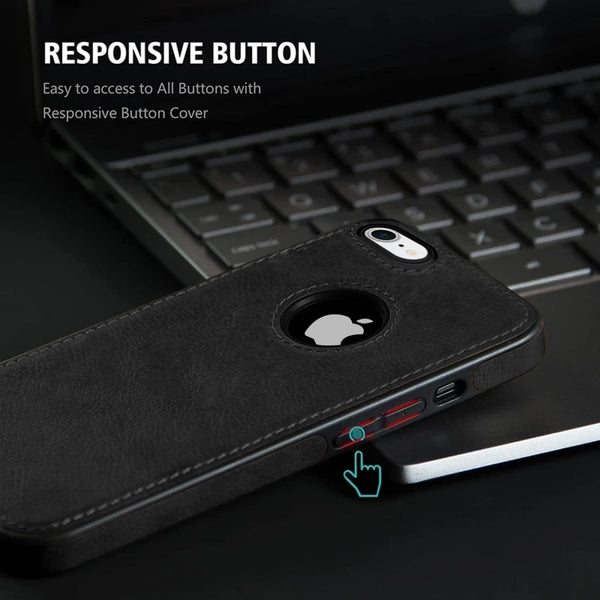 Puloka Black Logo cut Leather silicone case for Apple iPhone 7 - The Hatke