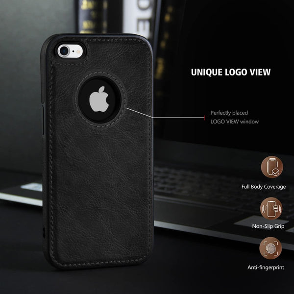 Puloka Black Logo cut Leather silicone case for Apple iPhone 7 - The Hatke