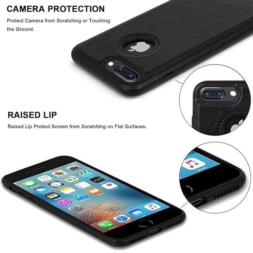Puloka Black Logo cut Leather silicone case for Apple iPhone 7 Plus - The Hatke