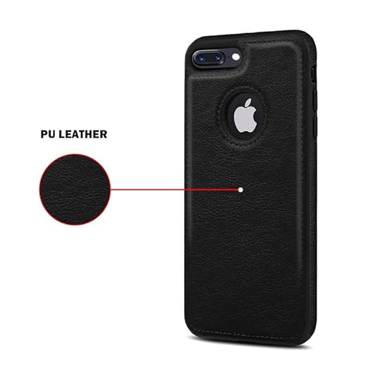 Puloka Black Logo cut Leather silicone case for Apple iPhone 7 Plus - The Hatke
