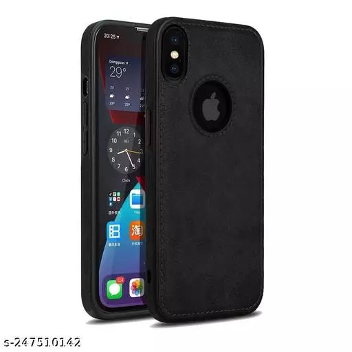 Puloka Black Logo cut Leather silicone case for Apple iPhone X/xs - The Hatke