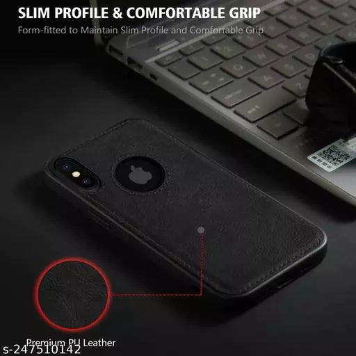 Puloka Black Logo cut Leather silicone case for Apple iPhone X/xs - The Hatke