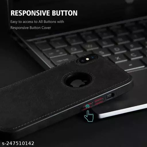 Puloka Black Logo cut Leather silicone case for Apple iPhone X/xs - The Hatke