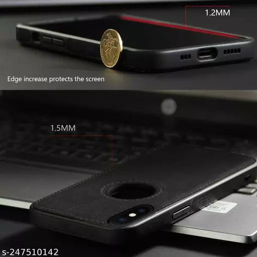 Puloka Black Logo cut Leather silicone case for Apple iPhone X/xs - The Hatke