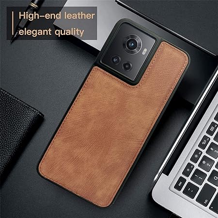 Puloka Brown Leather Case for Oneplus 10R - The Hatke