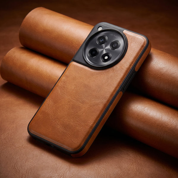 Puloka Brown Leather Case for Oneplus 12R - The Hatke