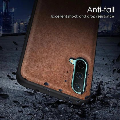 Puloka Brown Leather Case for Oneplus Nord CE - The Hatke