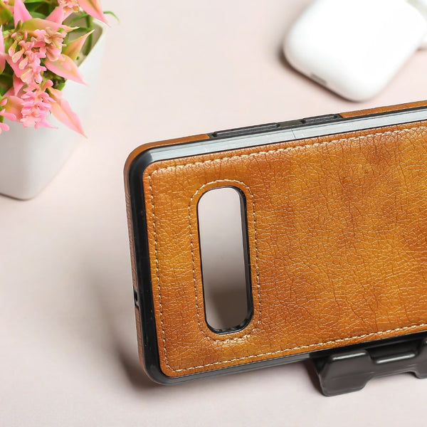 Puloka Brown Leather Case for Samsung S10 plus - The Hatke