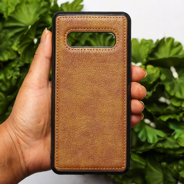 Puloka Brown Leather Case for Samsung S10 plus - The Hatke