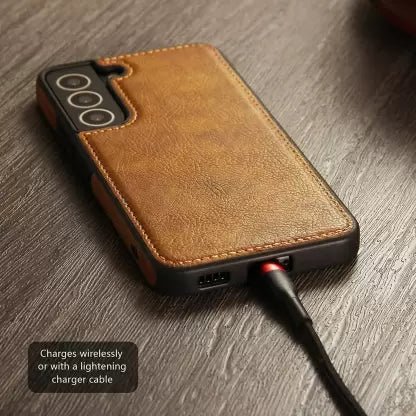 Puloka Brown Leather Case for Samsung S21 FE - The Hatke