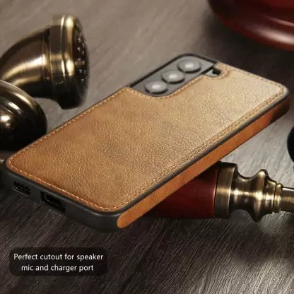 Puloka Brown Leather Case for Samsung S21 FE - The Hatke