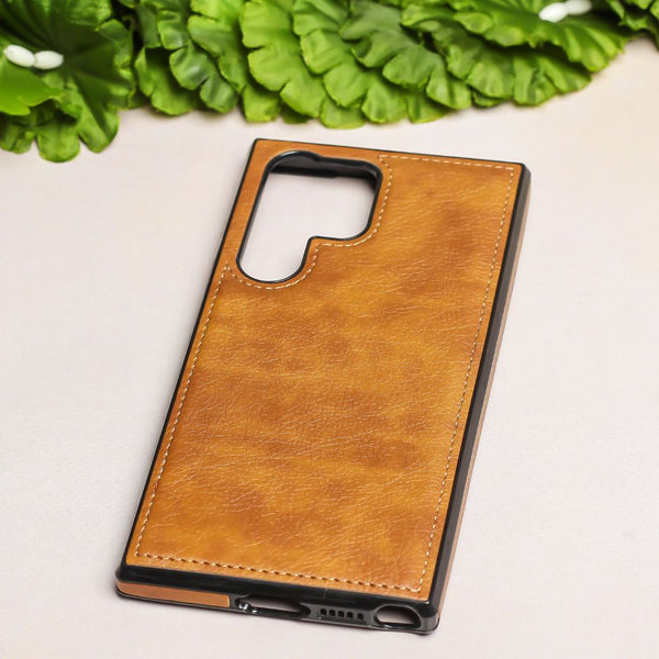 Puloka Brown Leather Case for Samsung S22 Ultra - The Hatke