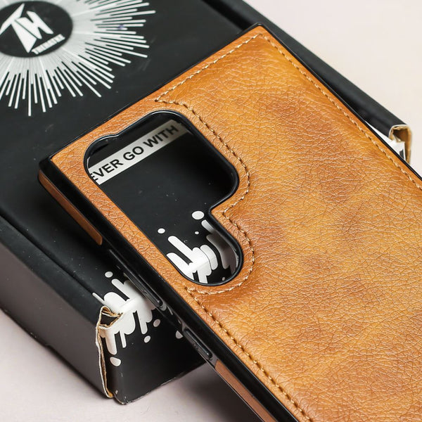 Puloka Brown Leather Case for Samsung S23 Ultra - The Hatke