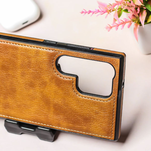 Puloka Brown Leather Case for Samsung S23 Ultra - The Hatke