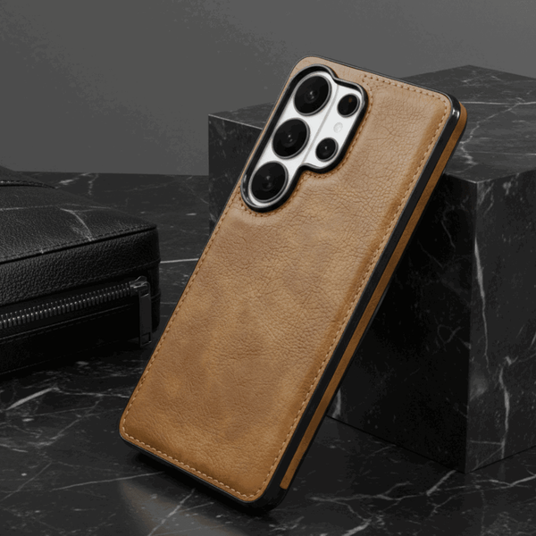 Puloka Brown Leather Case for Samsung S25 Ultra - The Hatke