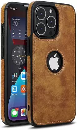 Puloka Brown Logo cut Leather silicone case for Apple iPhone 12 Pro Max - The Hatke