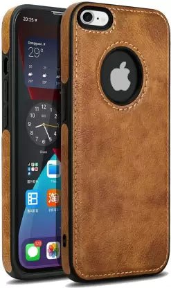 Puloka Brown Logo cut Leather silicone case for Apple iphone 6/6s - The Hatke