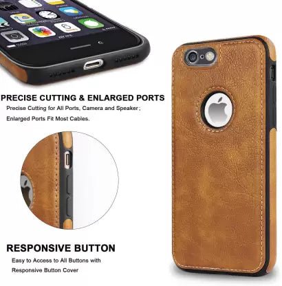 Puloka Brown Logo cut Leather silicone case for Apple iphone 6/6s - The Hatke