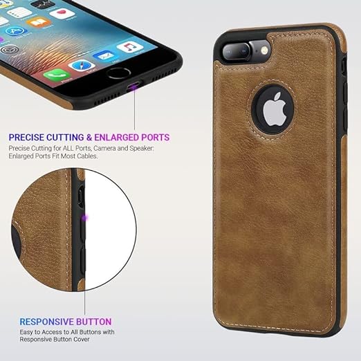 Puloka Brown Logo cut Leather silicone case for Apple iPhone 7 Plus - The Hatke