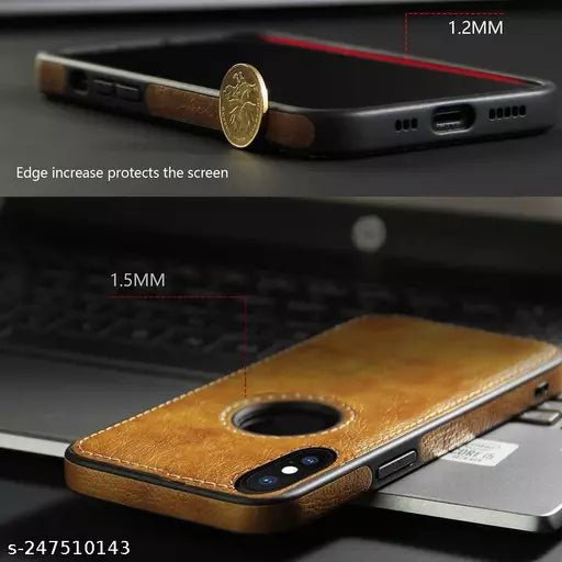 Puloka Brown Logo cut Leather silicone case for Apple iPhone X/xs - The Hatke