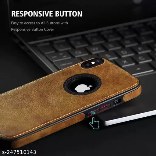 Puloka Brown Logo cut Leather silicone case for Apple iPhone X/xs - The Hatke