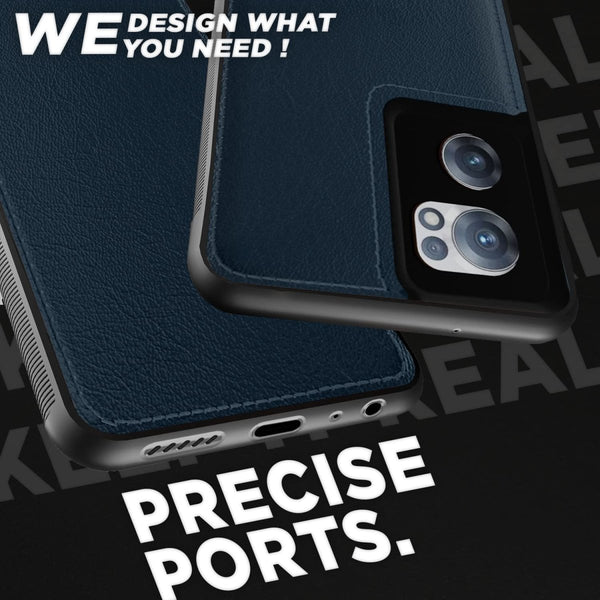 Puloka Dark Blue Leather Case for Oneplus Nord CE 2 - The Hatke