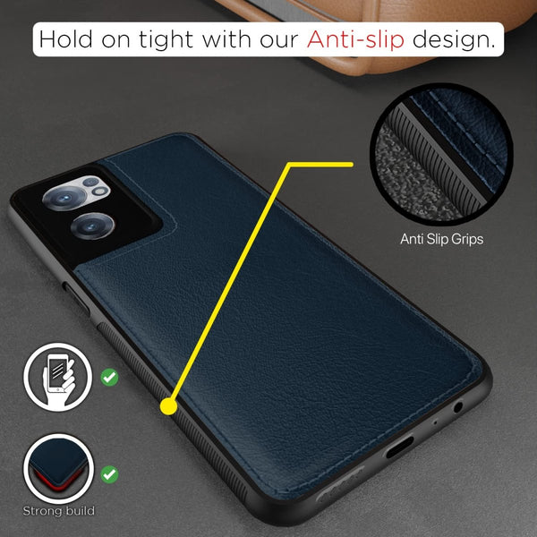 Puloka Dark Blue Leather Case for Oneplus Nord CE 2 - The Hatke