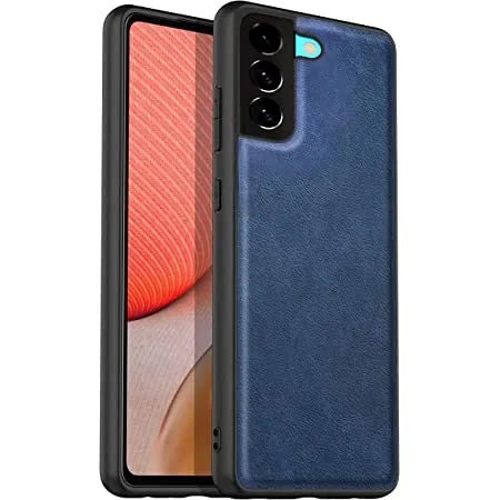 Puloka Dark Blue Leather Case for Samsung S21 FE - The Hatke