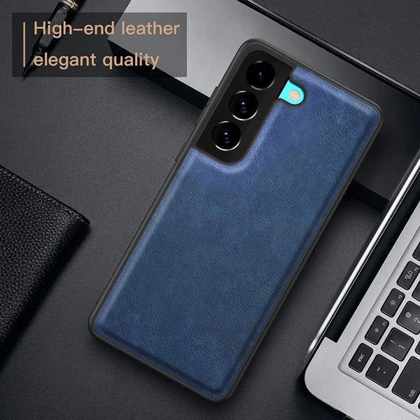 Puloka Dark Blue Leather Case for Samsung S21 FE - The Hatke