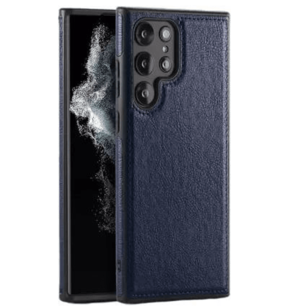 Puloka Dark Blue Leather Case for Samsung S22 Ultra - The Hatke