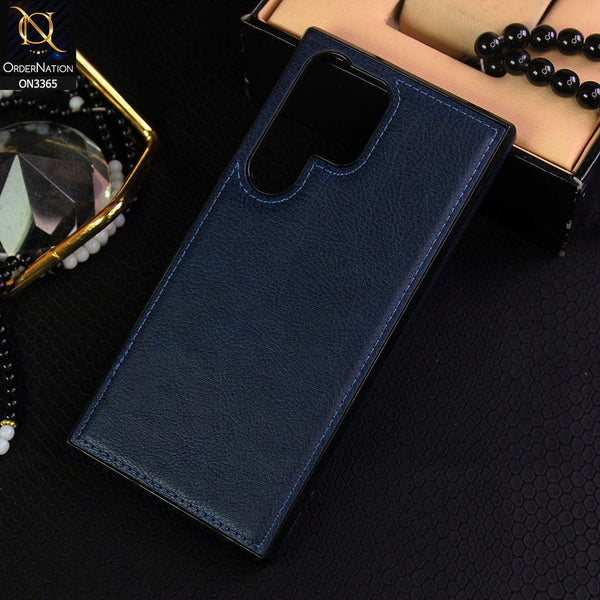 Puloka Dark Blue Leather Case for Samsung S24 Ultra - The Hatke