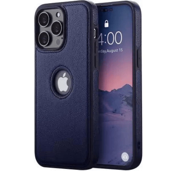 Puloka Dark Blue Logo cut Leather silicone case for Apple iPhone 11 Pro Max - The Hatke