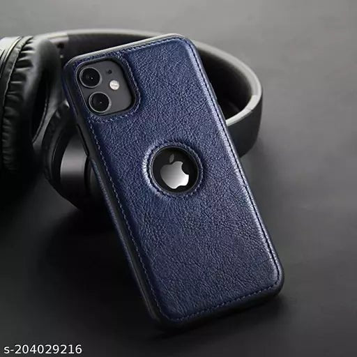 Puloka Dark Blue Logo cut Leather silicone case for Apple iPhone 12 - The Hatke