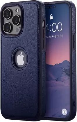 Puloka Dark Blue Logo cut Leather silicone case for Apple iPhone 13 Pro - The Hatke
