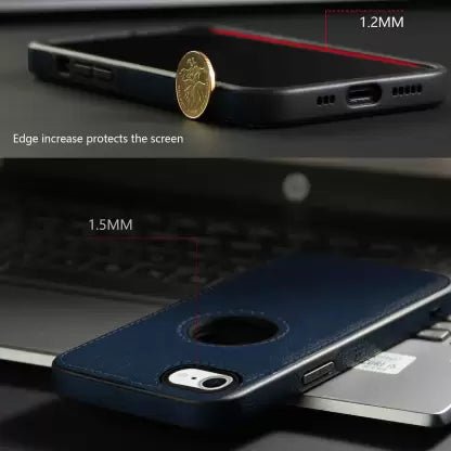 Puloka Dark Blue Logo cut Leather silicone case for Apple iphone 6/6s - The Hatke