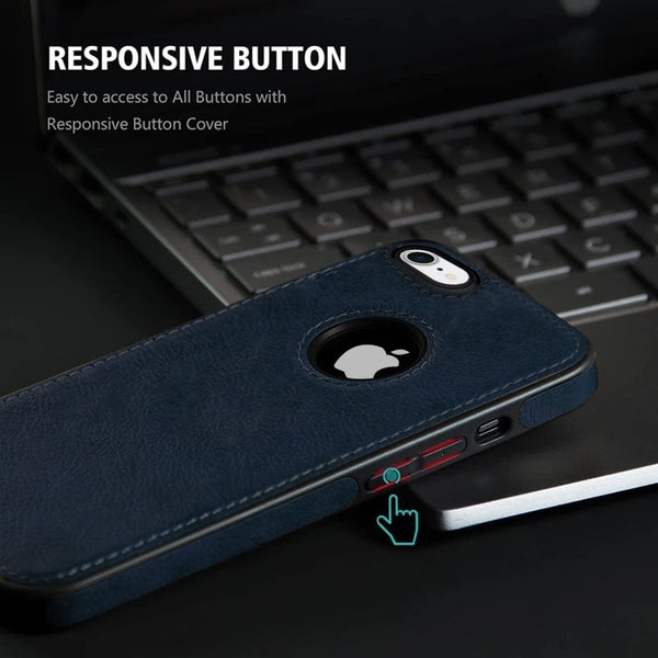 Puloka Dark Blue Logo cut Leather silicone case for Apple iPhone 7 - The Hatke