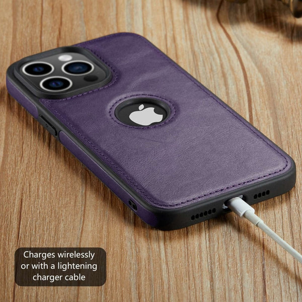 Puloka Deep Purple Logo cut Leather silicone case for Apple iPhone 11 Pro Max - The Hatke