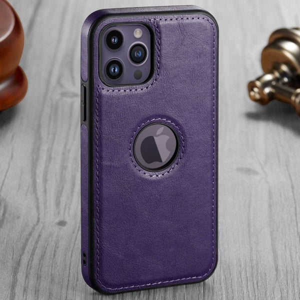 Puloka Deep Purple Logo cut Leather silicone case for Apple iPhone 11 Pro Max - The Hatke
