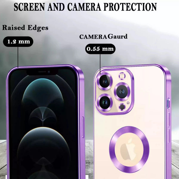 Purple 6D Chrome Logo Cut Transparent Case for Apple iphone 11 Pro - The Hatke