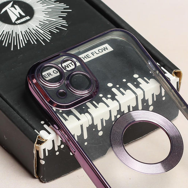 Purple 6D Chrome Logo Cut Transparent Case for Apple iphone 14 Plus - The Hatke