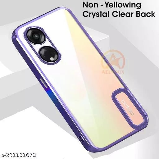 Purple 6D Chrome Logo Cut Transparent Case for Oppo Reno 8T - The Hatke