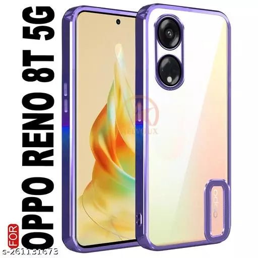 Purple 6D Chrome Logo Cut Transparent Case for Oppo Reno 8T - The Hatke