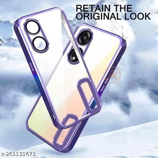 Purple 6D Chrome Logo Cut Transparent Case for Oppo Reno 8T - The Hatke