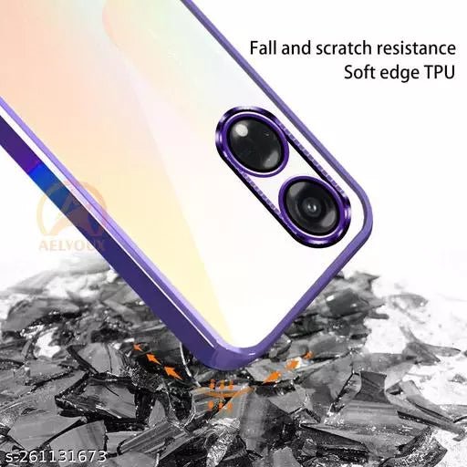 Purple 6D Chrome Logo Cut Transparent Case for Oppo Reno 8T - The Hatke