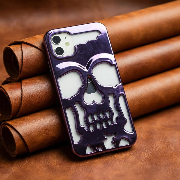 Purple Hollow Skull Design Silicone case for Apple iphone 12 - The Hatke