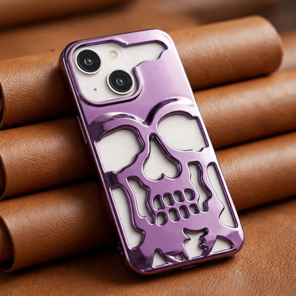 Purple Hollow Skull Design Silicone case for Apple iphone 14 Plus - The Hatke