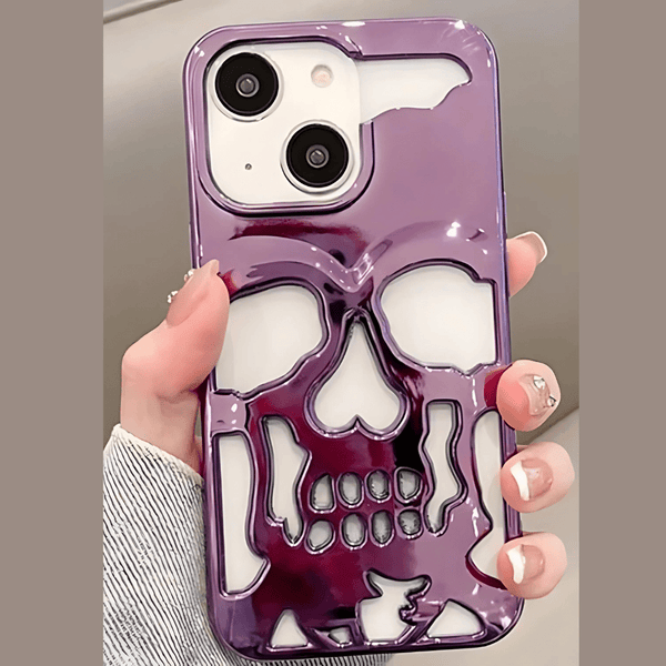Purple Hollow Skull Design Silicone case for Apple iphone 14 Plus - The Hatke